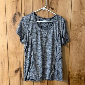 Champion Women's Black and Gray Heathered Short Sleeve Tee